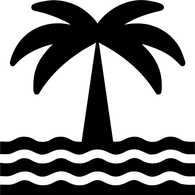 Silueta de icono de palmera simple en ilustración vectorial de estilo plano