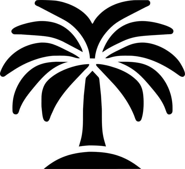 Silueta de icono de palmera simple en ilustración vectorial de estilo plano
