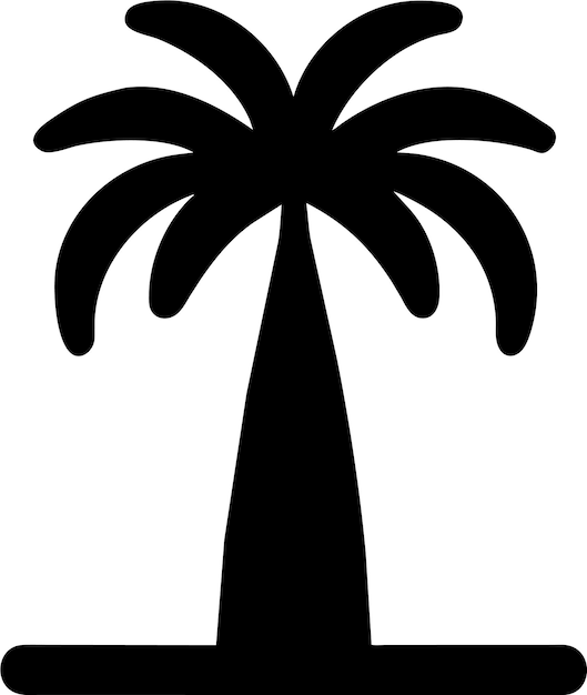 Silueta de icono de palmera simple en ilustración vectorial de estilo plano
