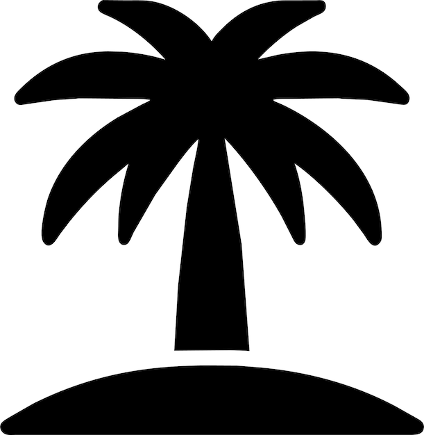 Silueta de icono de palmera simple en ilustración vectorial de estilo plano