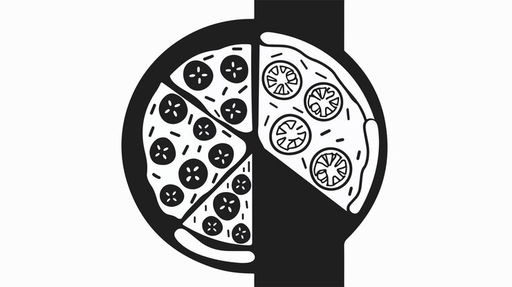 Vector silueta del icono de la pizza simple con corte en rebanadas