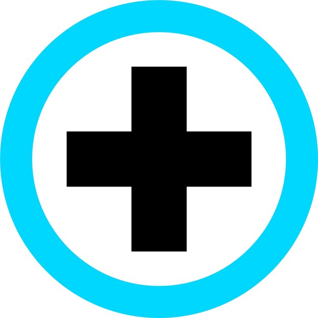 Silueta del icono del símbolo de la cruz médica en la ilustración vectorial de estilo plano