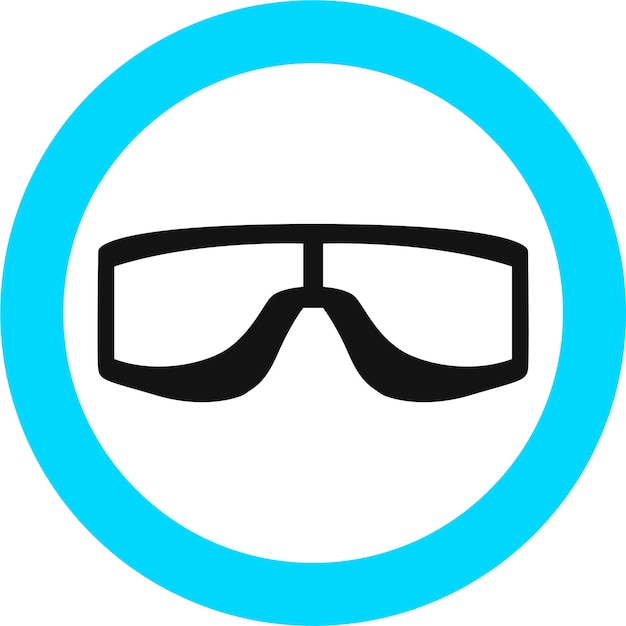 Silueta de icono de símbolo de gafas protectoras en ilustración vectorial de estilo plano
