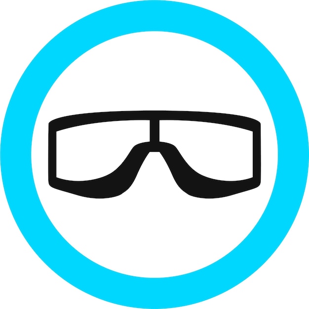 Vector silueta de icono de símbolo de gafas protectoras en ilustración vectorial de estilo plano