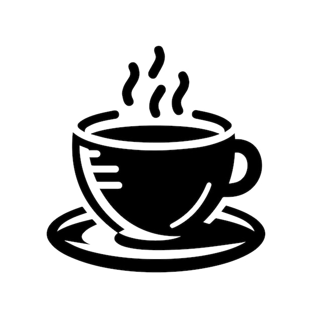 Silueta del icono de la taza de café aislado en blanco
