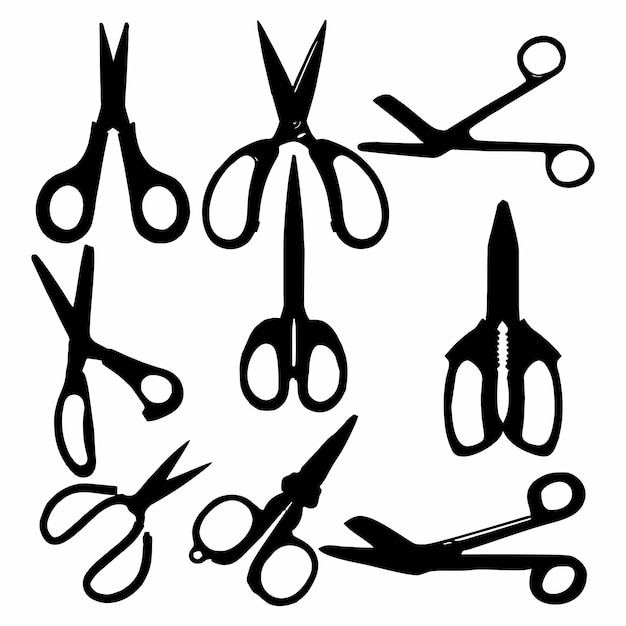 silueta de icono de tijera fondo blanco negro