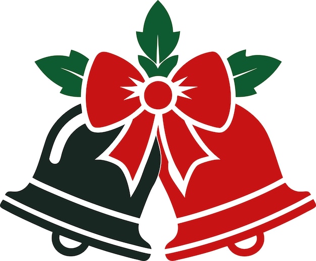Silueta del icono vectorial de las campanas de Navidad en un fondo blanco