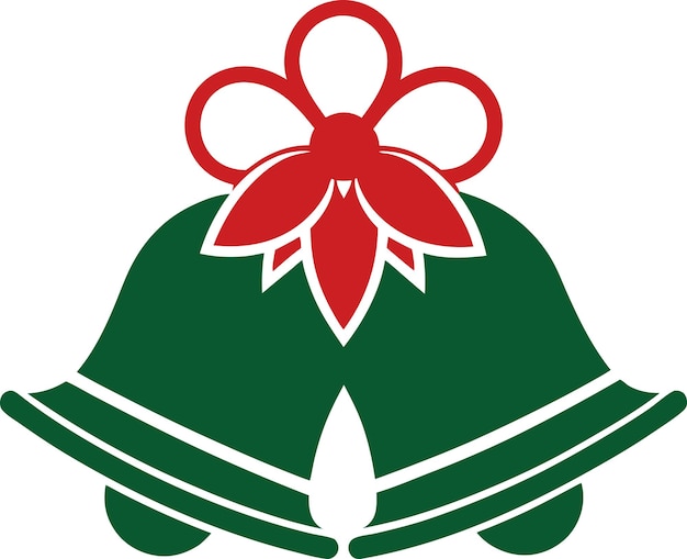 Silueta del icono vectorial de las campanas de Navidad en un fondo blanco