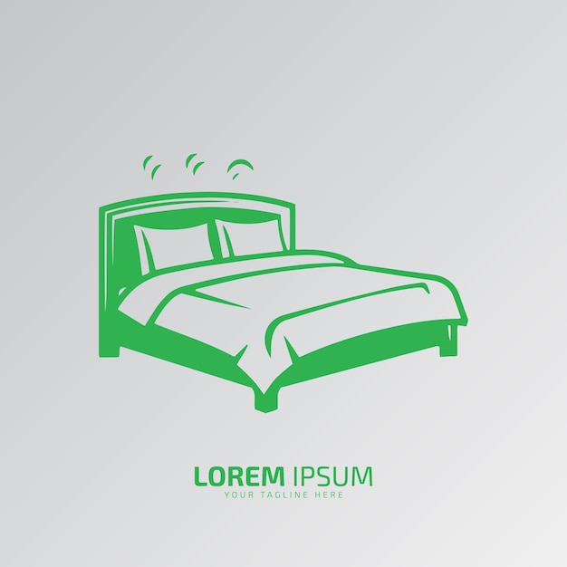 Silueta de icono vectorial del logotipo de cama mínima o abstracta aislada en fondo blanco