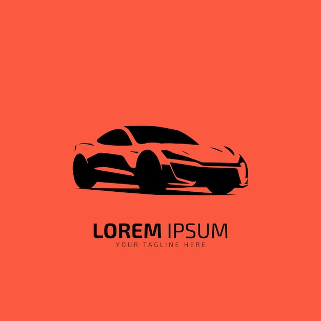 Silueta de icono de vehículo de diseño de logotipo de coche de estilo automático sobre fondo naranja silueta de coche de ilustración vectorial