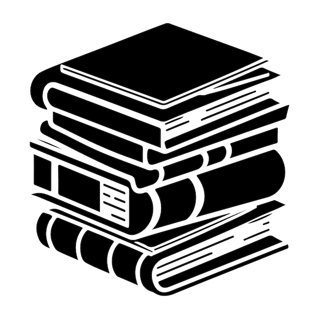 Silueta de los iconos del conjunto de libros vectoriales