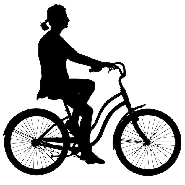 Vector silueta de una ilustración de vector de chica ciclista