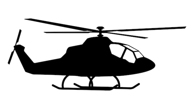 Silueta de una ilustración vectorial de un helicóptero militar