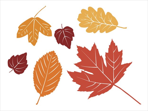 silueta de la ilustración vectorial de las hojas de otoño