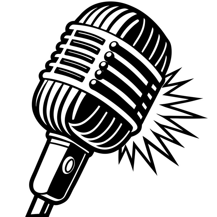Vector silueta de la ilustración vectorial del micrófono para el cantante de música