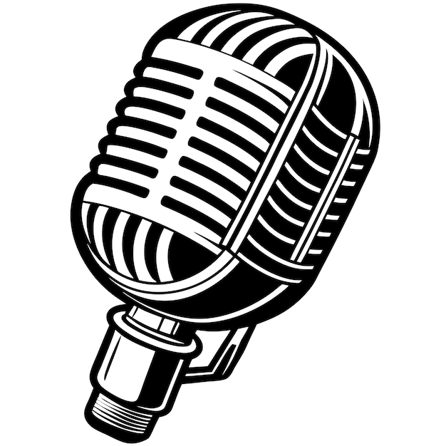 silueta de la ilustración vectorial del micrófono para el cantante de música