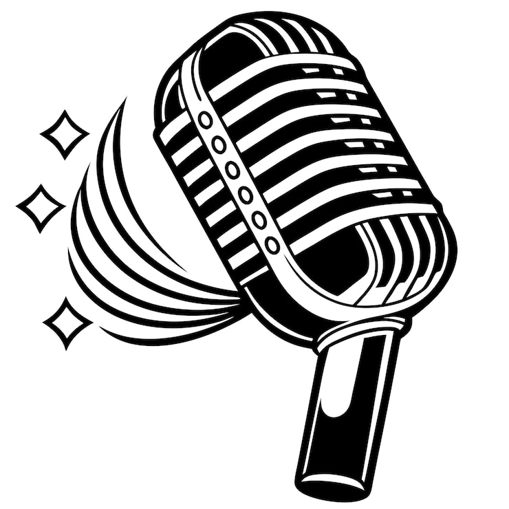 Vector silueta de la ilustración vectorial del micrófono para la música