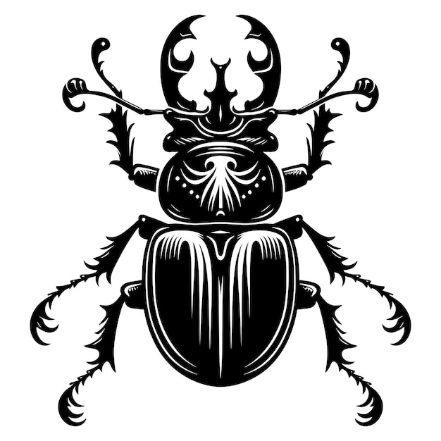 Silueta de insecto escarabajo aislada sobre un fondo blanco forma vectorial minimalista de escarambajo