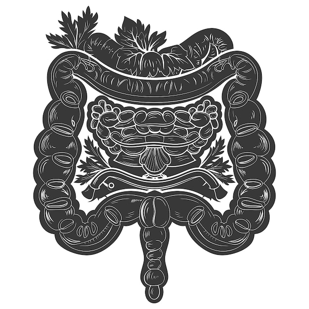 Vector silueta del intestino delgado humano color negro sólo