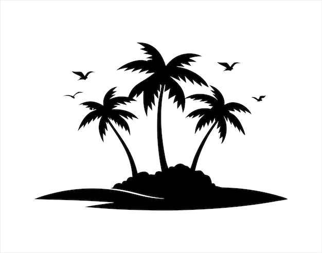 Silueta Islas tropicales con palmeras