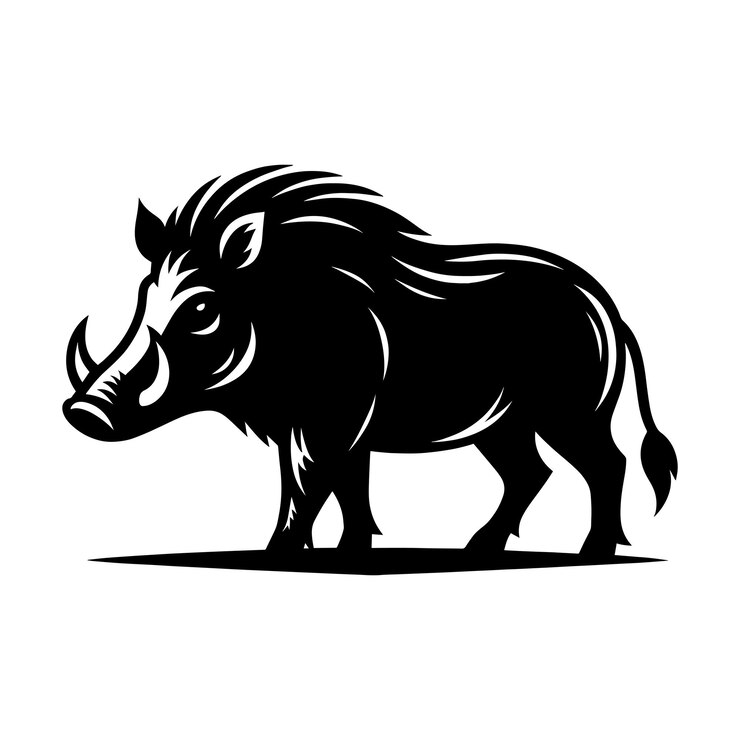 Silueta de jabalí aislada sobre un fondo blanco Icono de forma vectorial de jabalín minimalista