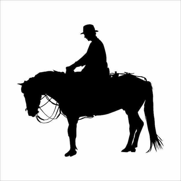 Vector silueta de un jinete de caballo