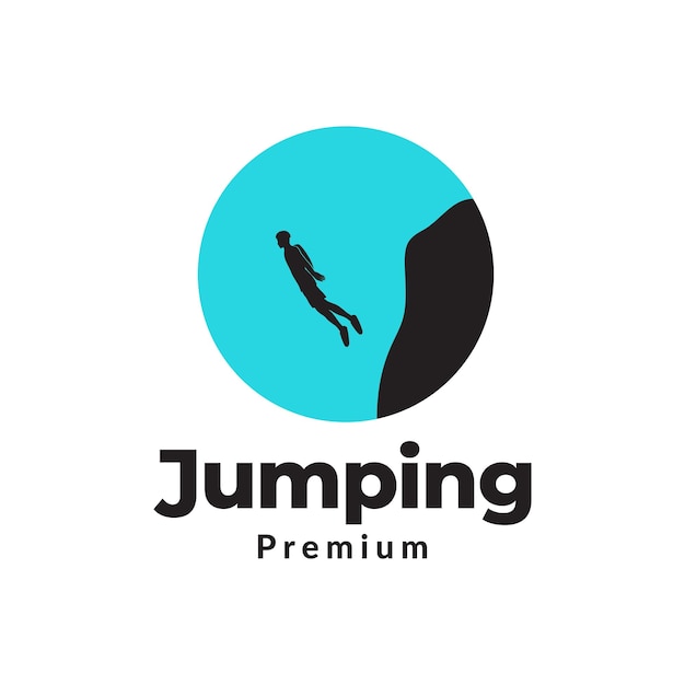 Silueta joven entrenamiento salto paracaidismo logo diseño vector gráfico símbolo icono ilustración