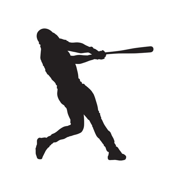 silueta del jugador de béisbol vector fondo negro y blanco