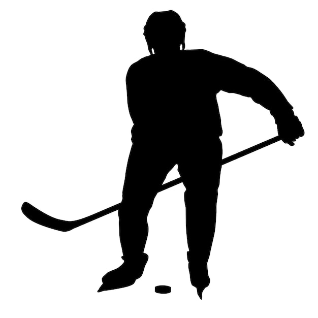 Vector silueta, de, jugador de hockey, blanco, plano de fondo