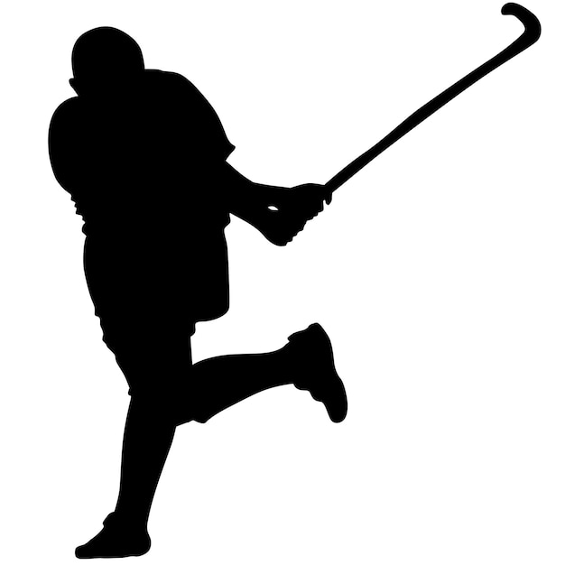 Silueta de jugador de hockey sobre césped con un palo de hockey Ilustración vectorial