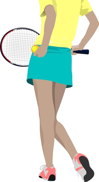 Silueta de jugador de tenis de mujer Ilustración vectorial de color para diseñadores