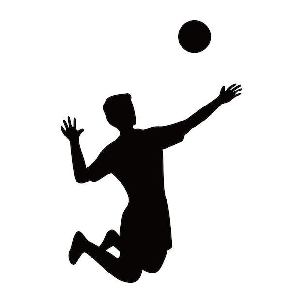 silueta de jugador de voleibol hombre jugando signo y símbolo de smash