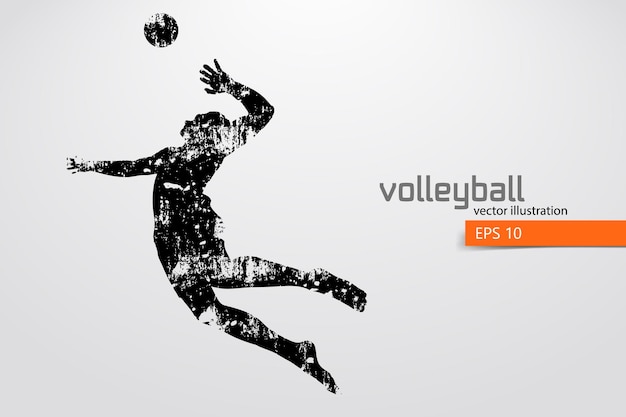 Vector silueta, de, jugador de voleibol, hombre