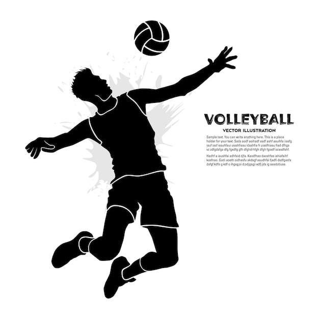Silueta de jugador de voleibol masculino saltando alto. ilustraciones vectoriales