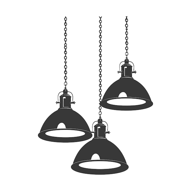 Vector silueta lámpara colgante vintage de estilo industrial sólo color negro