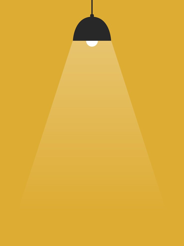 Vector silueta de lámpara sobre fondo amarillo con diseño simple y espacio de copia para el texto