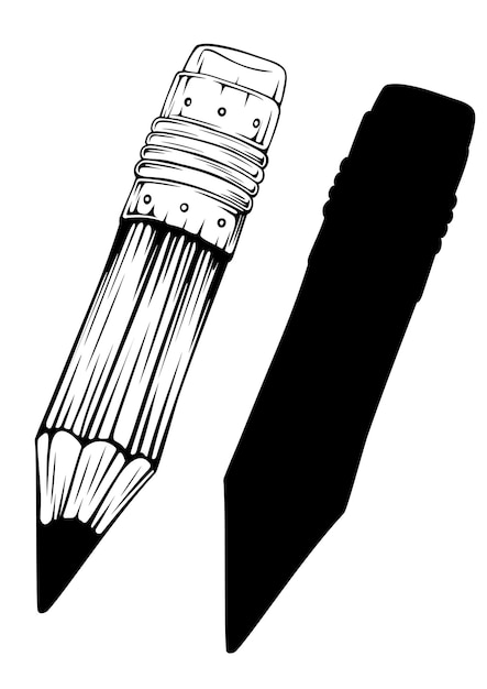 Silueta y lápiz de ilustración vectorial