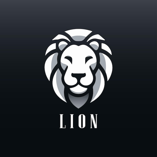 silueta, de, león, rey, cara, logotipo, vector