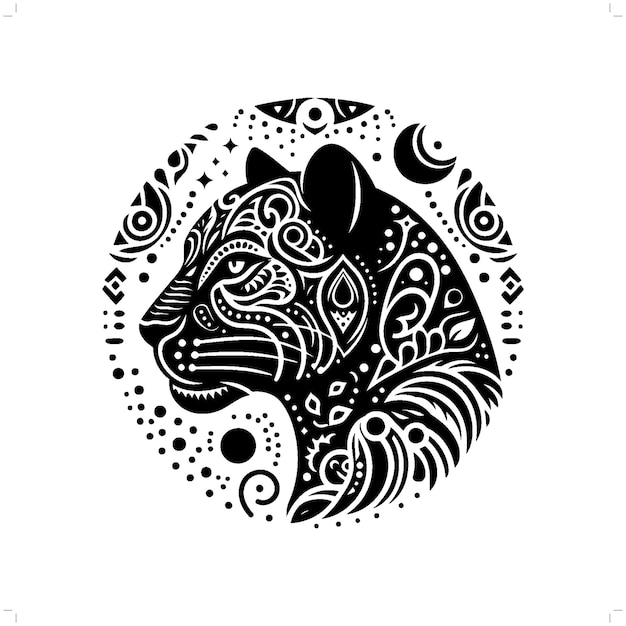 silueta de leopardo jaguar pantera en la ilustración de la naturaleza bohemia