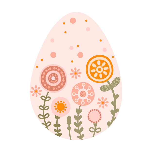Silueta lindos huevos de Pascua de primavera con patrones florales y abstractos en colores pastel Ilustración coloridos huevos de Pascua en estilo plano Vector