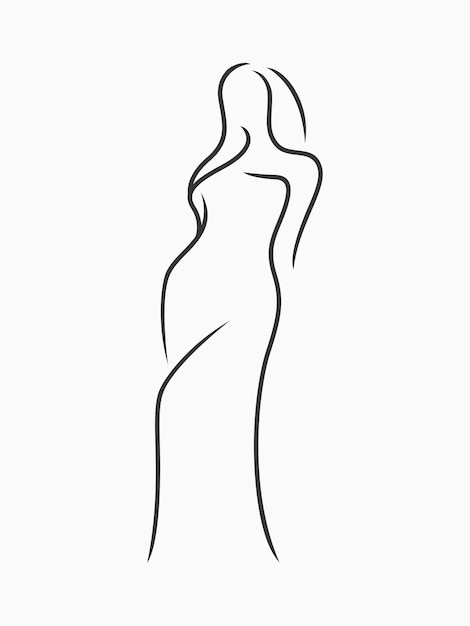 Silueta de línea de arte de cuerpo femenino elegante