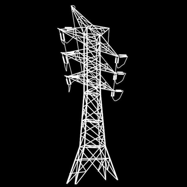 Silueta de líneas eléctricas de alta tensión Ilustración vectorial