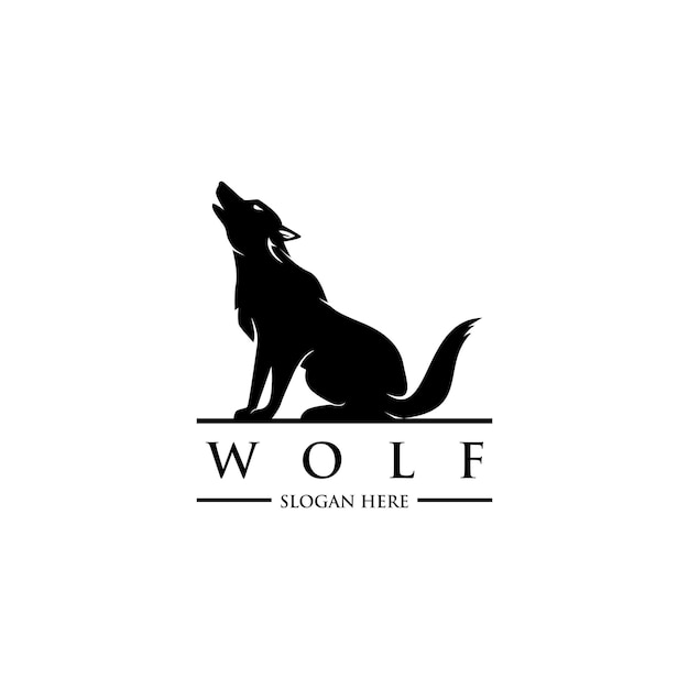 silueta, lobo, logotipo, vector