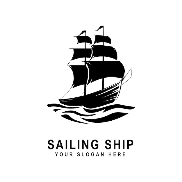 Silueta del logotipo del barco de vela, este diseño es adecuado para todo tipo de negocios