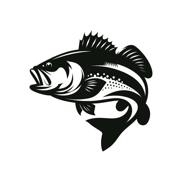 Silueta del logotipo de Bass Fish simple en la ilustración del icono vectorial