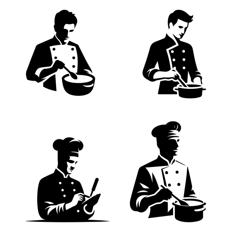 Vector silueta del logotipo del chef