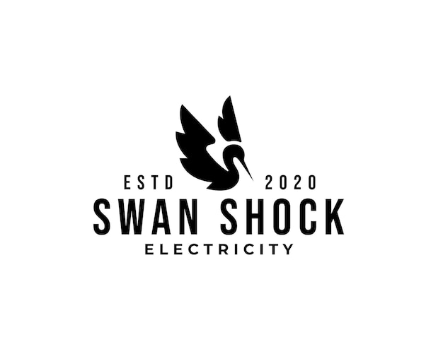 Silueta de logotipo de diseño de cisne negro eléctrico abstracto