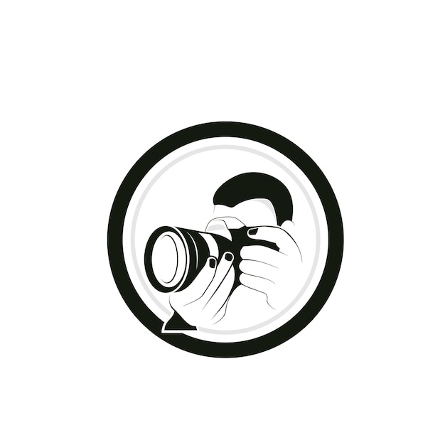 silueta, logotipo, diseño, persona, tenencia, cámara