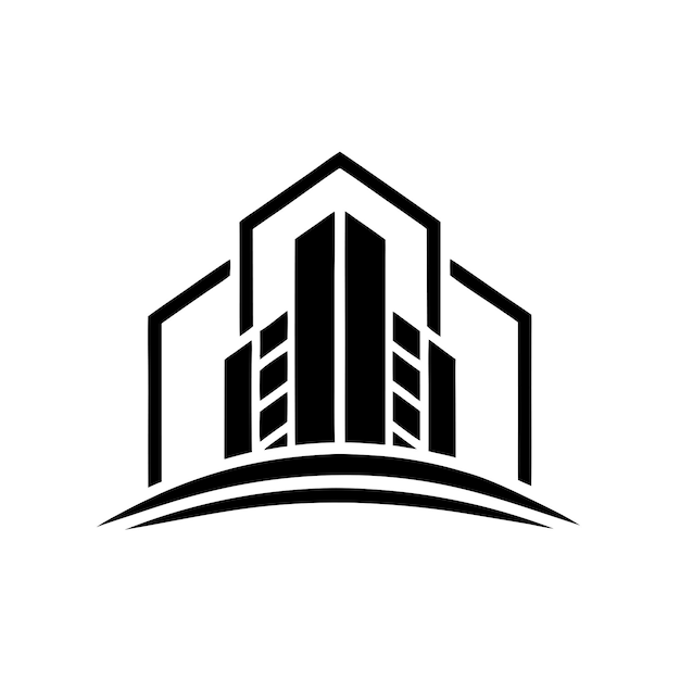 silueta del logotipo del edificio ilustración vectorial emblema del edificio profesional