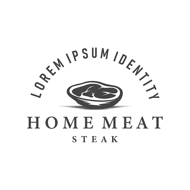 silueta del logotipo del filete con concepto vintage minimalista antiguo con fuego de carne y cuchillo ilustración del símbolo del filete de carne a la parrilla plantilla de marca restaurante bar de comida cafetería y cartel